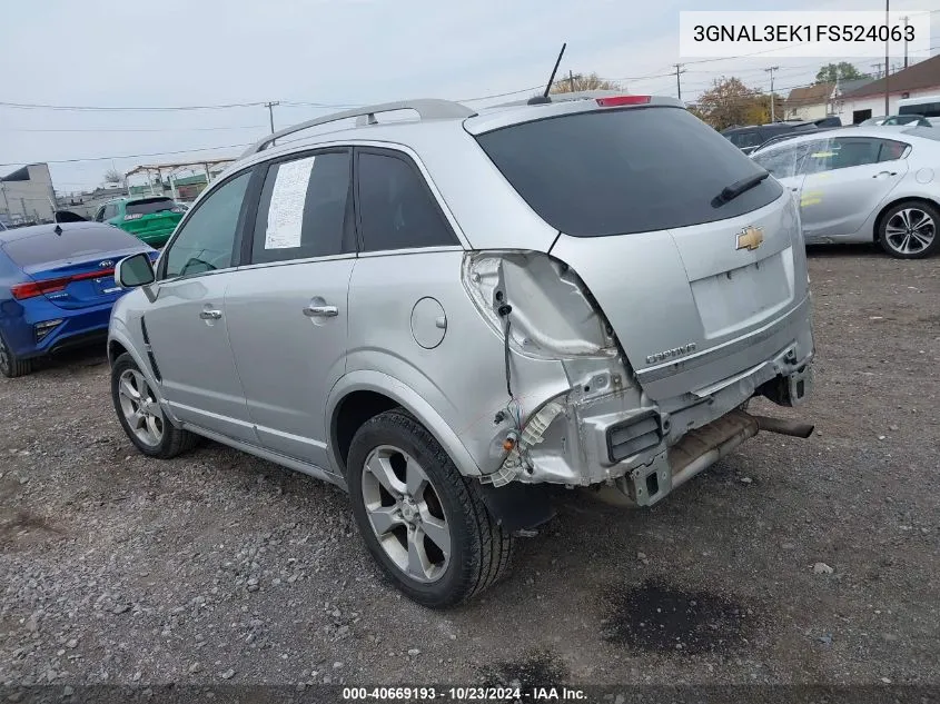 2015 Chevrolet Captiva Sport Lt VIN: 3GNAL3EK1FS524063 Lot: 40669193