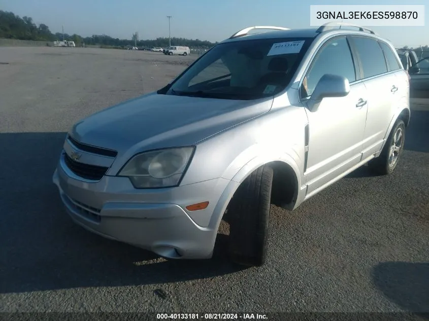 2014 Chevrolet Captiva Lt VIN: 3GNAL3EK6ES598870 Lot: 40133181