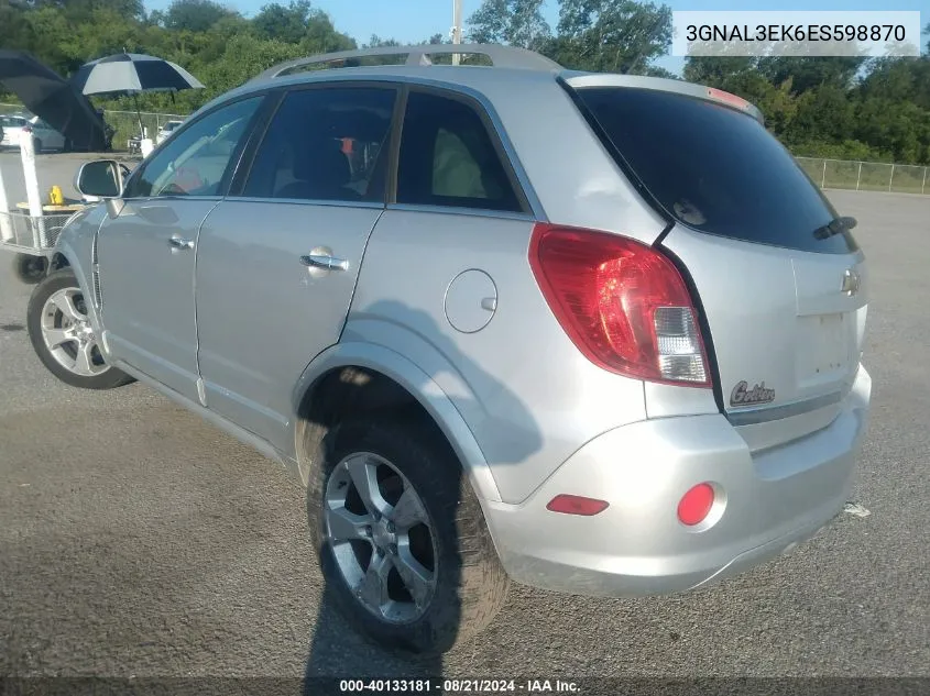 2014 Chevrolet Captiva Lt VIN: 3GNAL3EK6ES598870 Lot: 40133181