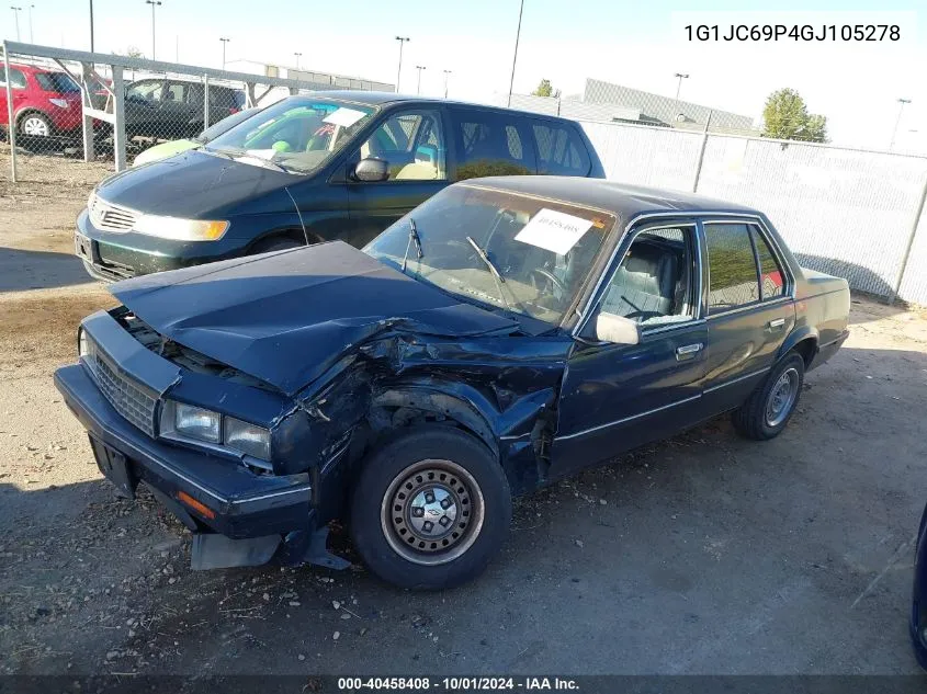 1986 Chevrolet Cavalier VIN: 1G1JC69P4GJ105278 Lot: 40458408