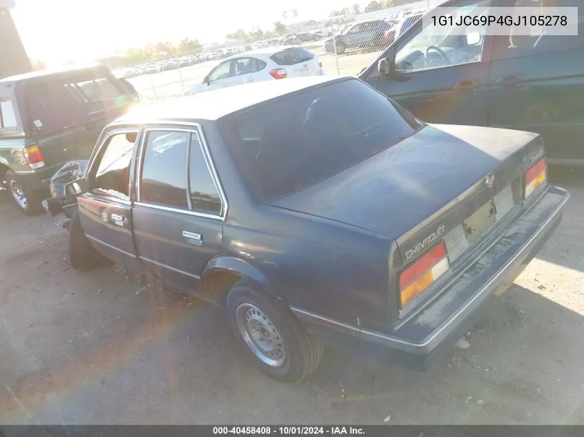 1G1JC69P4GJ105278 1986 Chevrolet Cavalier