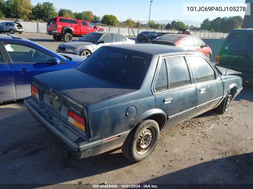 1G1JC69P4GJ105278 1986 Chevrolet Cavalier