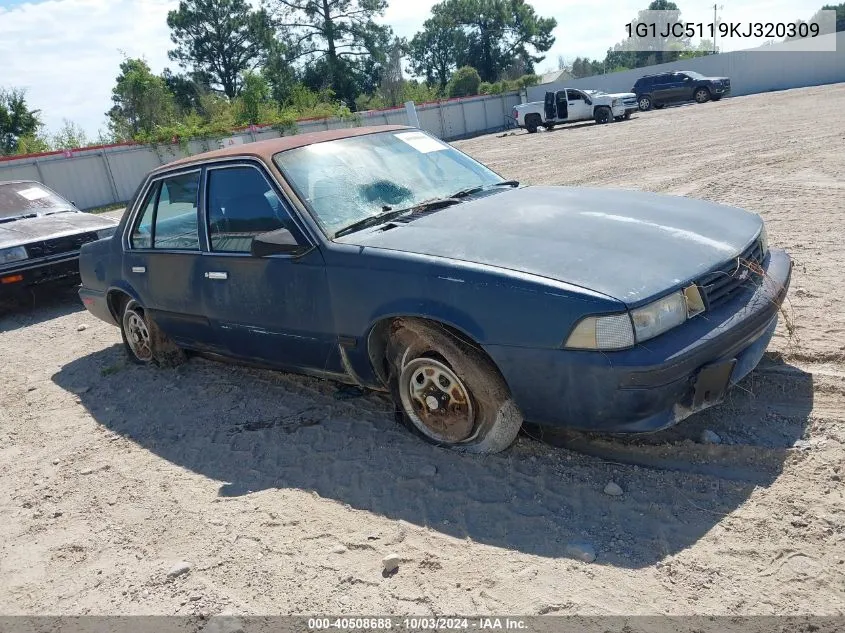 1989 Chevrolet Cavalier VIN: 1G1JC5119KJ320309 Lot: 40508688