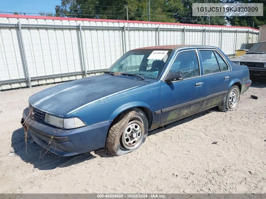 1989 Chevrolet Cavalier VIN: 1G1JC5119KJ320309 Lot: 40508688