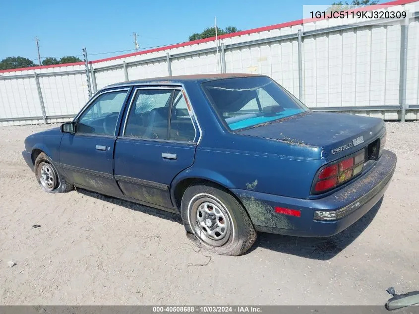 1989 Chevrolet Cavalier VIN: 1G1JC5119KJ320309 Lot: 40508688