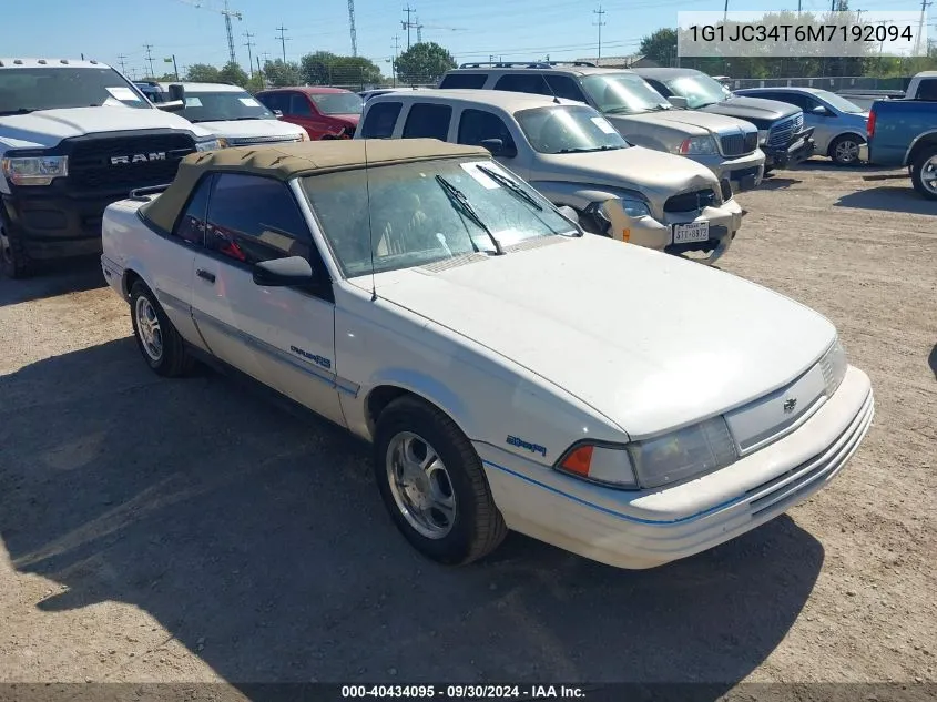 1991 Chevrolet Cavalier Rs VIN: 1G1JC34T6M7192094 Lot: 40434095