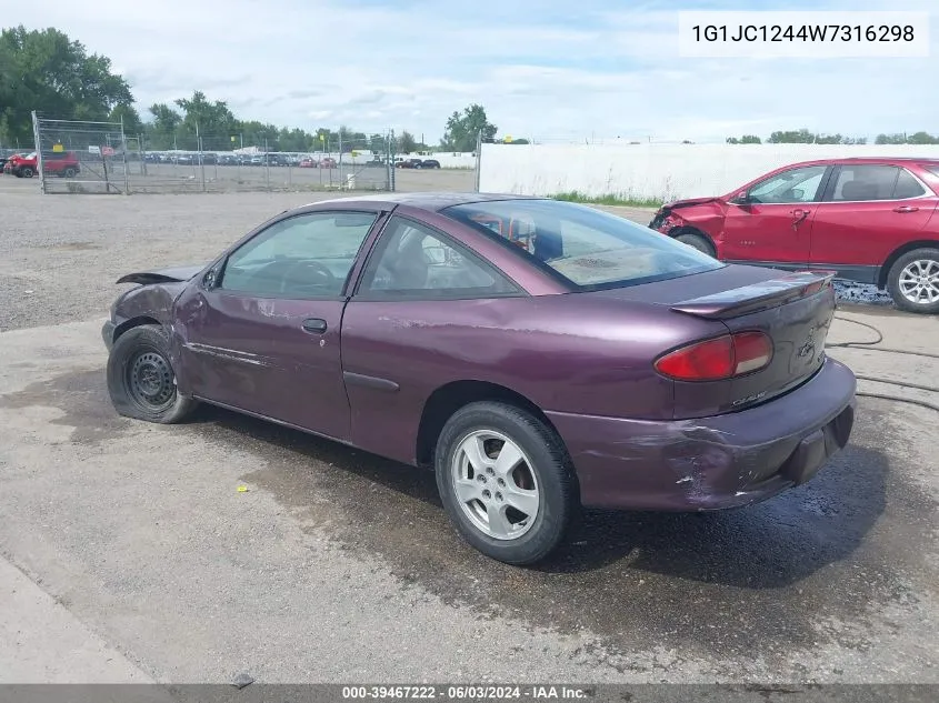 1998 Chevrolet Cavalier VIN: 1G1JC1244W7316298 Lot: 39467222