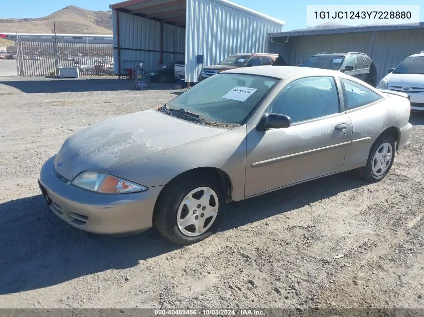 2000 Chevrolet Cavalier VIN: 1G1JC1243Y7228880 Lot: 40489486