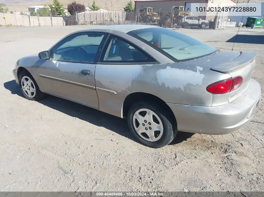 2000 Chevrolet Cavalier VIN: 1G1JC1243Y7228880 Lot: 40489486