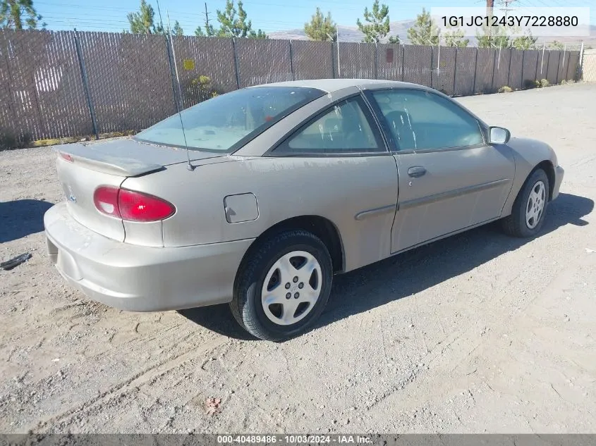 2000 Chevrolet Cavalier VIN: 1G1JC1243Y7228880 Lot: 40489486