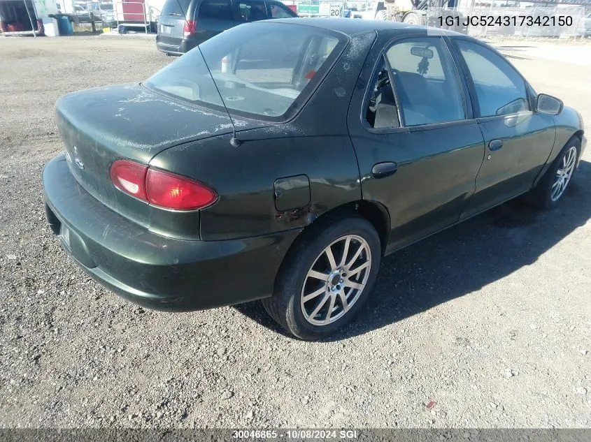 2001 Chevrolet Cavalier Cng VIN: 1G1JC524317342150 Lot: 30046865