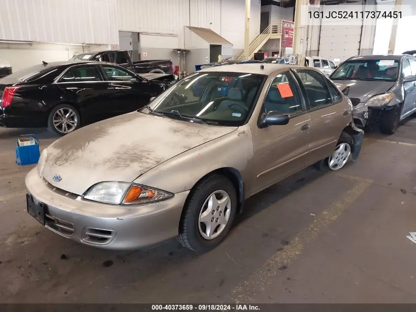 2001 Chevrolet Cavalier VIN: 1G1JC524117374451 Lot: 40373659