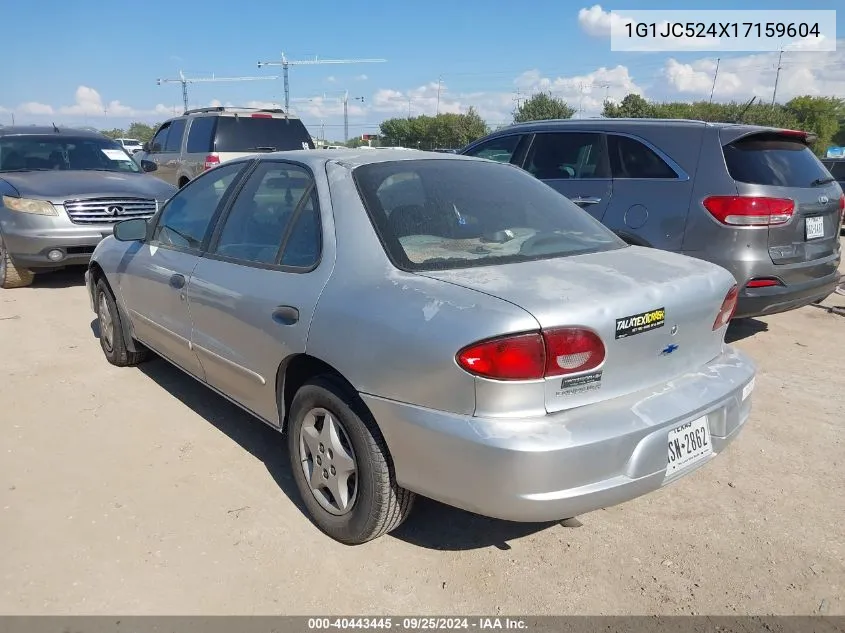 2001 Chevrolet Cavalier VIN: 1G1JC524X17159604 Lot: 40443445