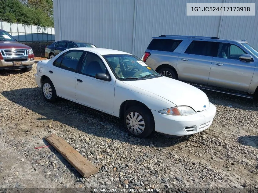 2001 Chevrolet Cavalier VIN: 1G1JC524417173918 Lot: 40502663