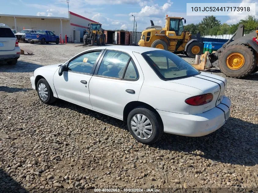 2001 Chevrolet Cavalier VIN: 1G1JC524417173918 Lot: 40502663