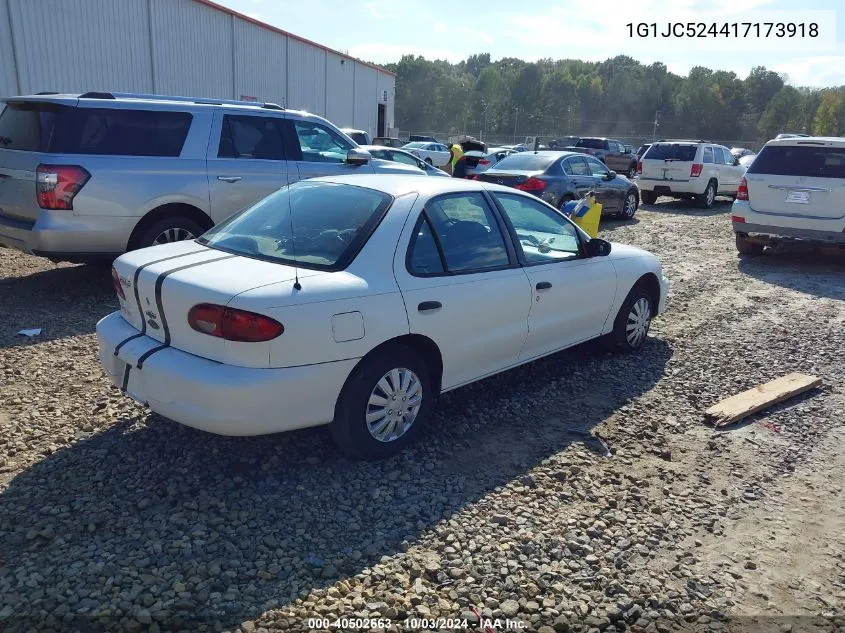 2001 Chevrolet Cavalier VIN: 1G1JC524417173918 Lot: 40502663