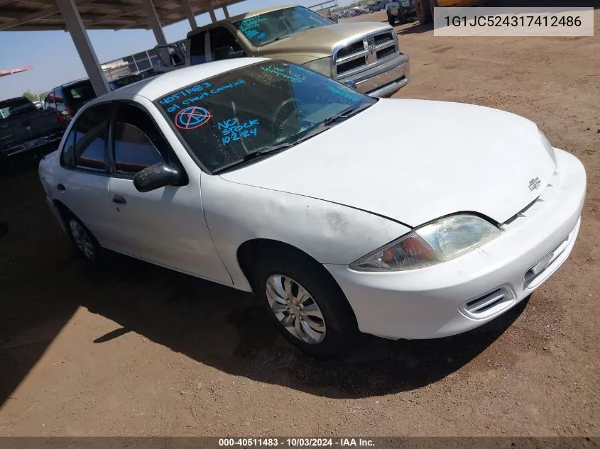 2001 Chevrolet Cavalier VIN: 1G1JC524317412486 Lot: 40511483