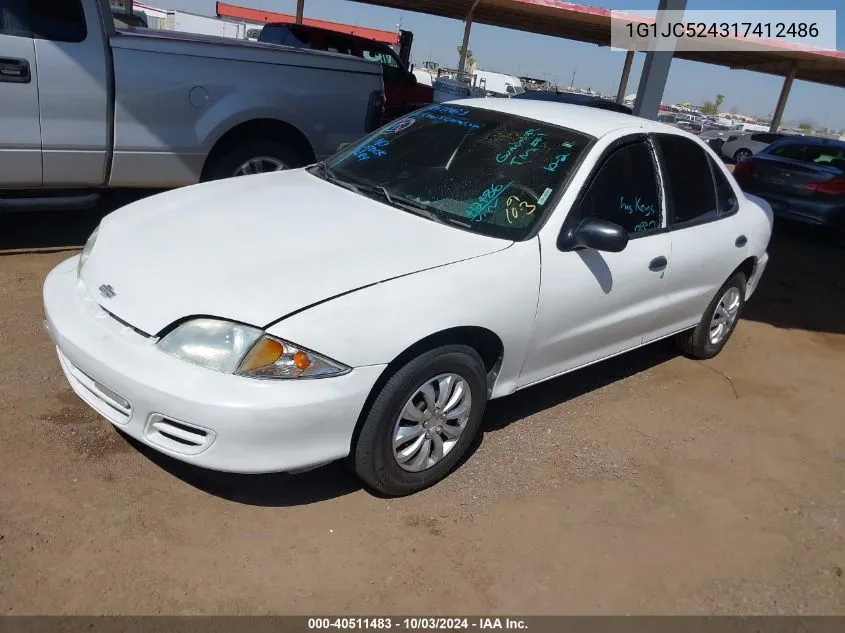 2001 Chevrolet Cavalier VIN: 1G1JC524317412486 Lot: 40511483