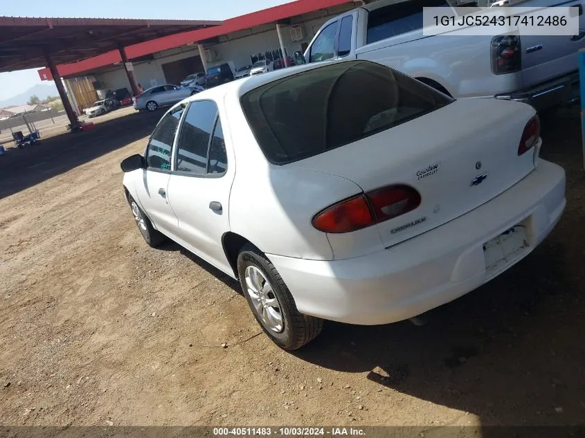 2001 Chevrolet Cavalier VIN: 1G1JC524317412486 Lot: 40511483