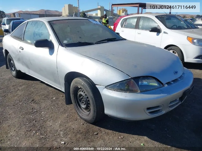 2001 Chevrolet Cavalier VIN: 1G1JC124617116449 Lot: 40655549