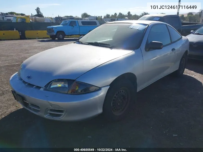 2001 Chevrolet Cavalier VIN: 1G1JC124617116449 Lot: 40655549