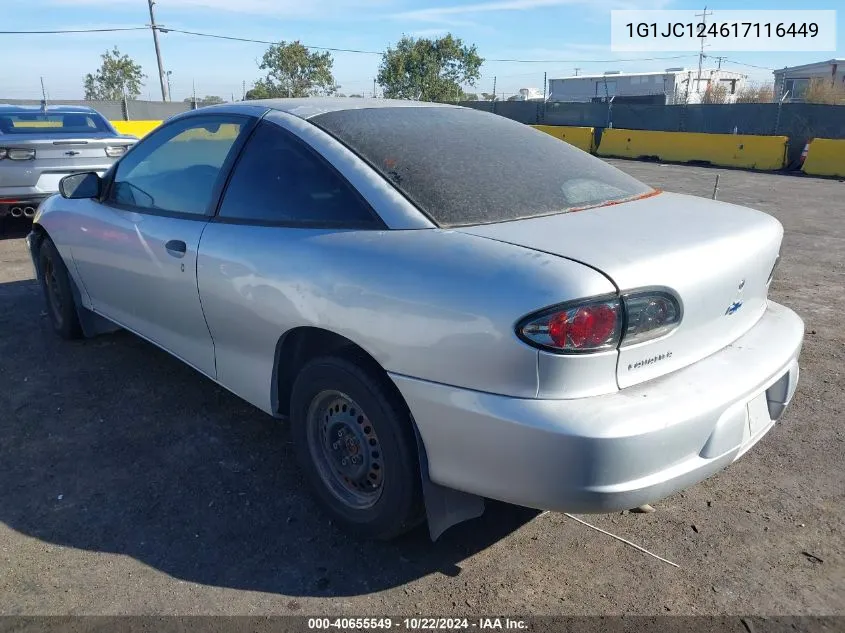 2001 Chevrolet Cavalier VIN: 1G1JC124617116449 Lot: 40655549