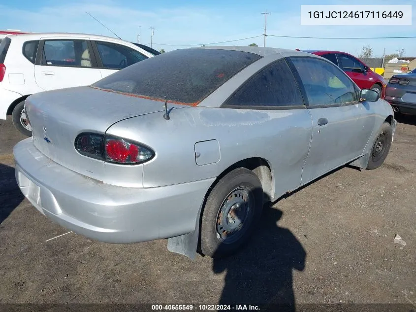 2001 Chevrolet Cavalier VIN: 1G1JC124617116449 Lot: 40655549