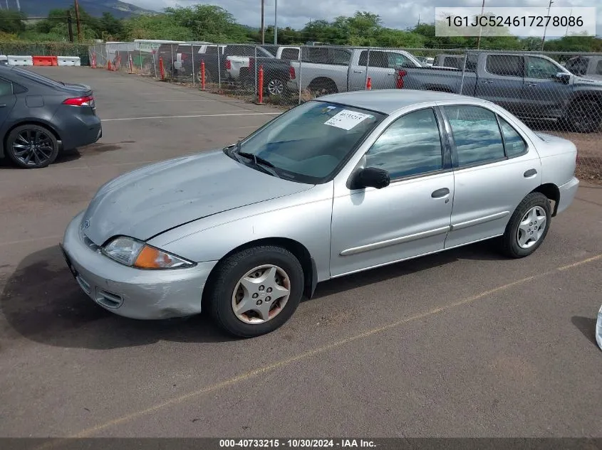 2001 Chevrolet Cavalier VIN: 1G1JC524617278086 Lot: 40733215