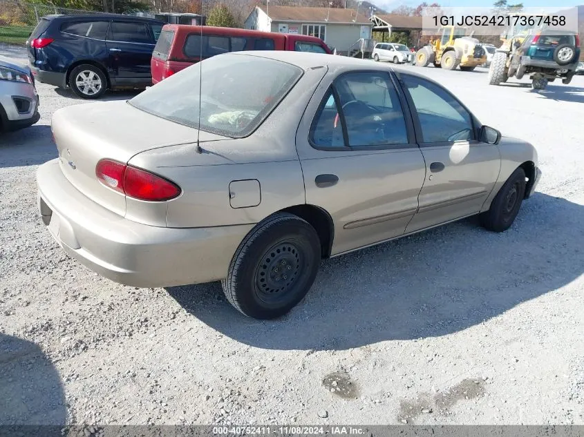 2001 Chevrolet Cavalier VIN: 1G1JC524217367458 Lot: 40752411