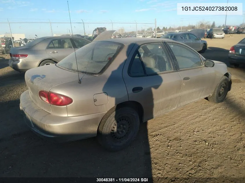 2002 Chevrolet Cavalier Cng VIN: 1G1JC524027382008 Lot: 30048381