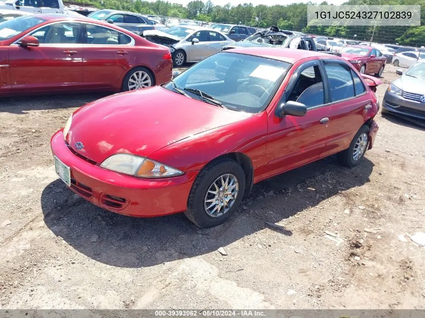 2002 Chevrolet Cavalier VIN: 1G1JC524327102839 Lot: 39393062