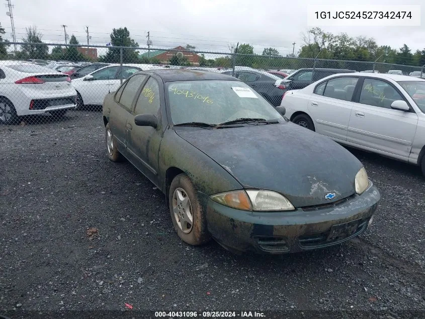 2002 Chevrolet Cavalier VIN: 1G1JC524527342474 Lot: 40431096