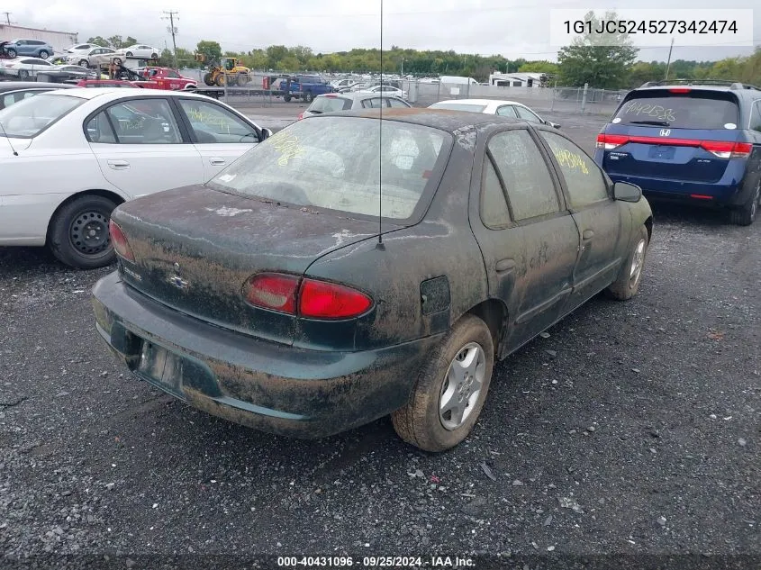 2002 Chevrolet Cavalier VIN: 1G1JC524527342474 Lot: 40431096