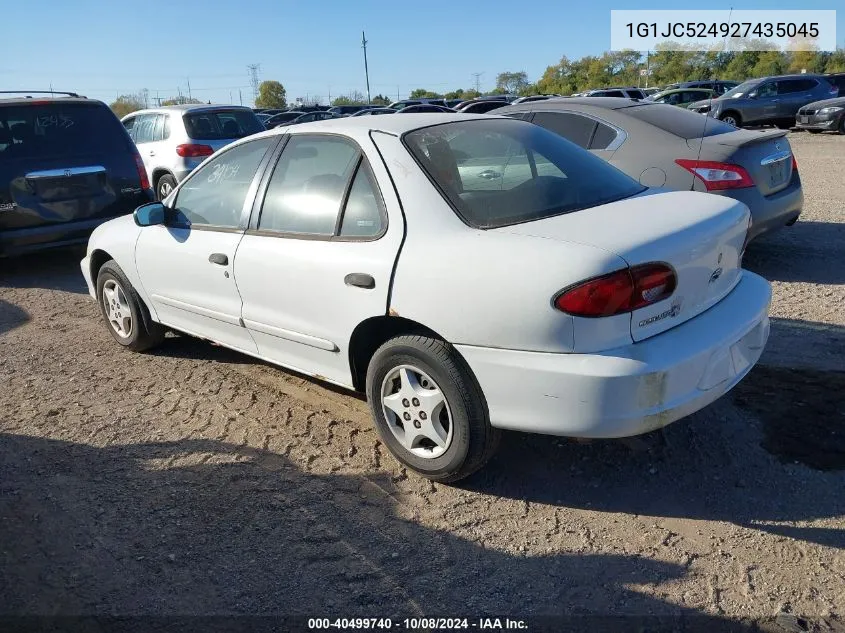 2002 Chevrolet Cavalier VIN: 1G1JC524927435045 Lot: 40499740