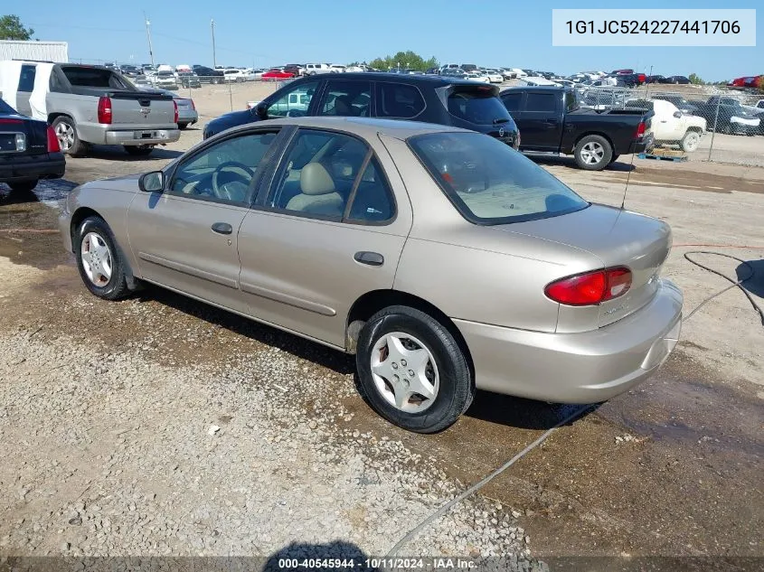 1G1JC524227441706 2002 Chevrolet Cavalier