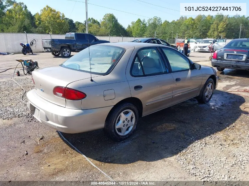 2002 Chevrolet Cavalier VIN: 1G1JC524227441706 Lot: 40545944