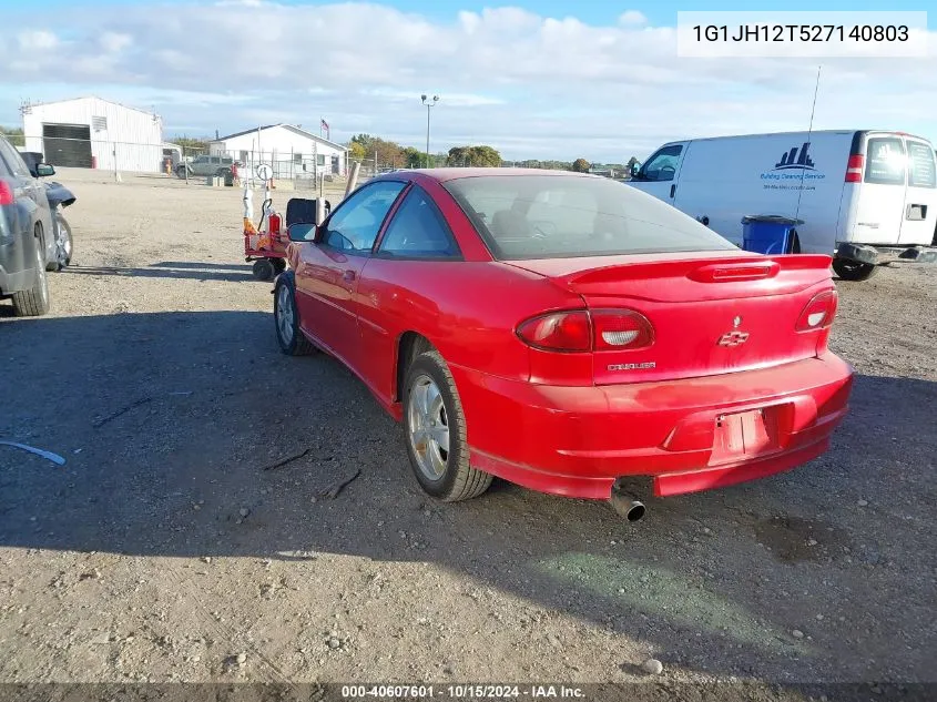 2002 Chevrolet Cavalier Z24 VIN: 1G1JH12T527140803 Lot: 40607601