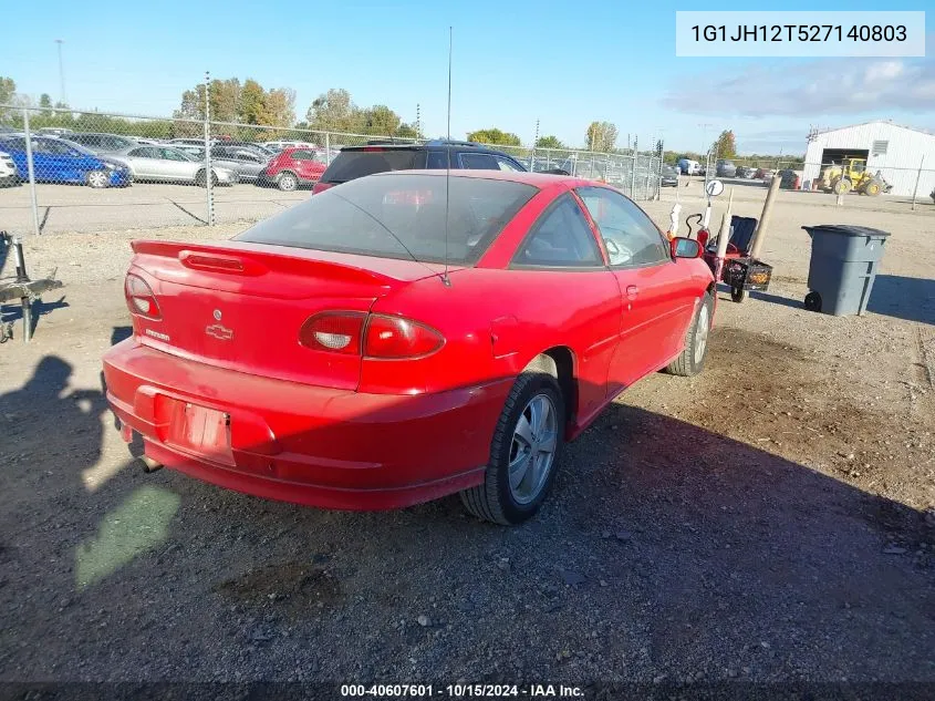 2002 Chevrolet Cavalier Z24 VIN: 1G1JH12T527140803 Lot: 40607601