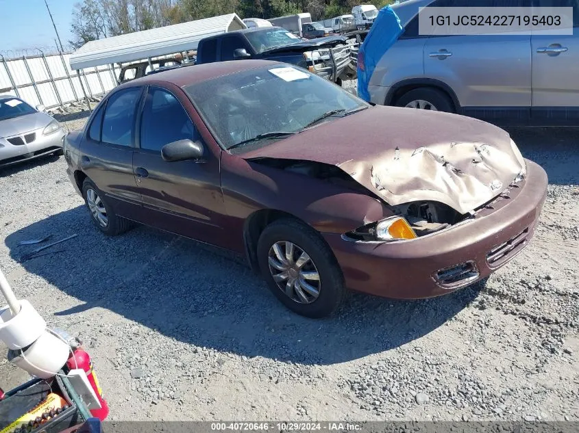 2002 Chevrolet Cavalier VIN: 1G1JC524227195403 Lot: 40720646