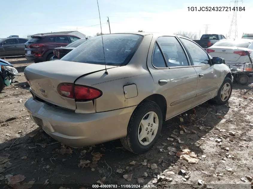 2002 Chevrolet Cavalier VIN: 1G1JC524327214184 Lot: 40809783