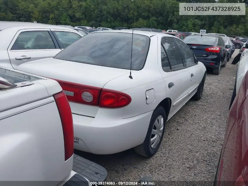 2003 Chevrolet Cavalier VIN: 1G1JC52F437328925 Lot: 39374063