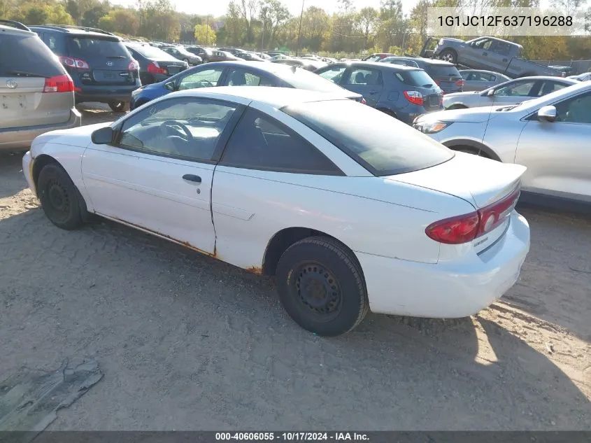 2003 Chevrolet Cavalier VIN: 1G1JC12F637196288 Lot: 40606055