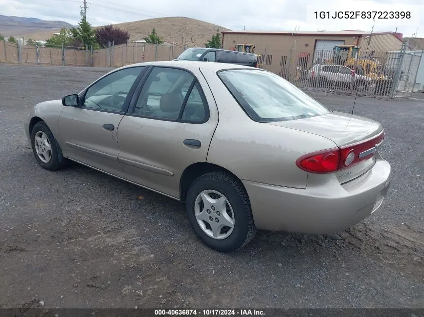 2003 Chevrolet Cavalier VIN: 1G1JC52F837223398 Lot: 40636874