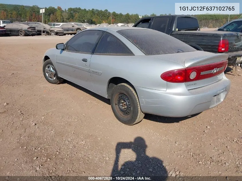 2003 Chevrolet Cavalier VIN: 1G1JC12F637102765 Lot: 40672828