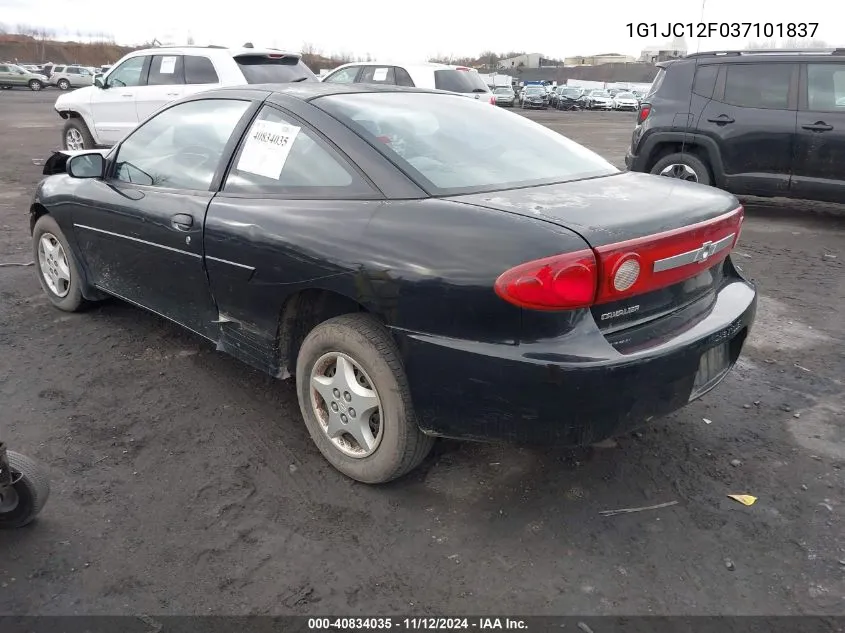 2003 Chevrolet Cavalier VIN: 1G1JC12F037101837 Lot: 40834035