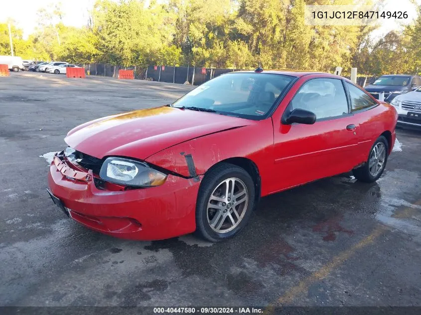 2004 Chevrolet Cavalier VIN: 1G1JC12F847149426 Lot: 40447580