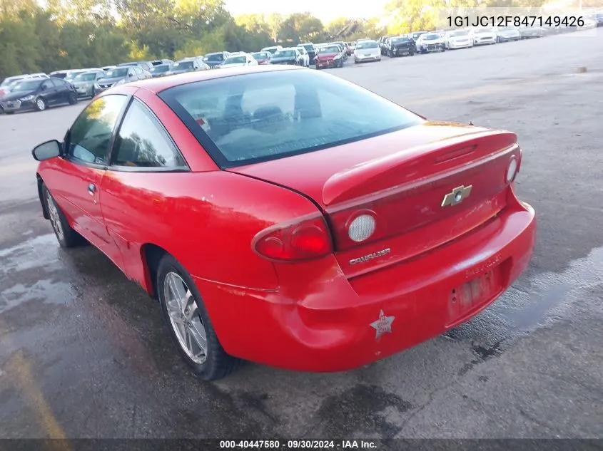 2004 Chevrolet Cavalier VIN: 1G1JC12F847149426 Lot: 40447580