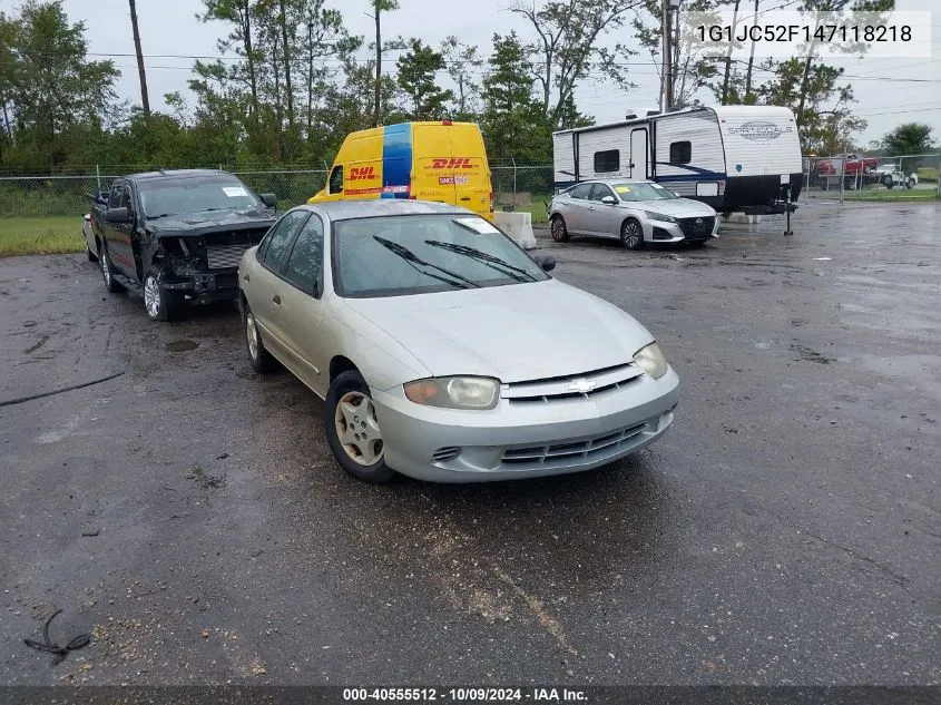 2004 Chevrolet Cavalier VIN: 1G1JC52F147118218 Lot: 40555512