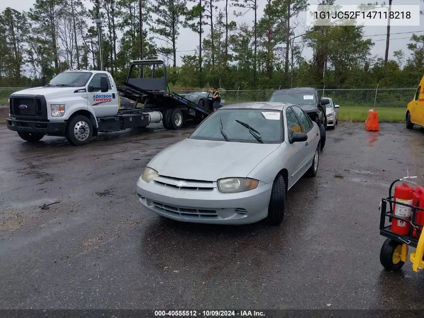 2004 Chevrolet Cavalier VIN: 1G1JC52F147118218 Lot: 40555512