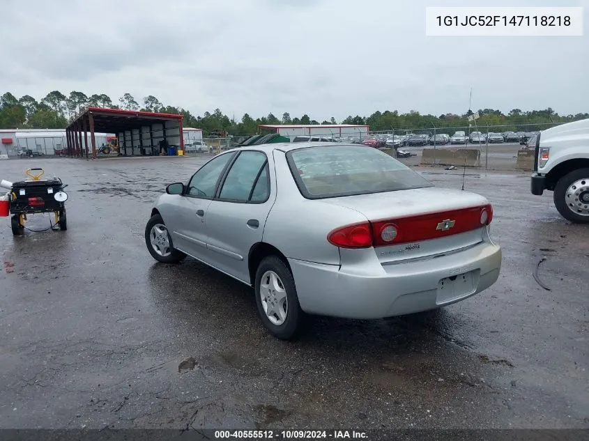 2004 Chevrolet Cavalier VIN: 1G1JC52F147118218 Lot: 40555512